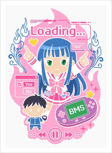 Loading Alt Kawaii Gamer Girl Retro Handheld Console Graphic