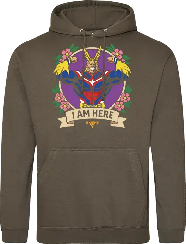 "I Am Here" All Might Academia Floral Emblem Graphic