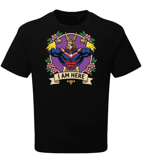 "I Am Here" All Might Academia Floral Emblem Graphic