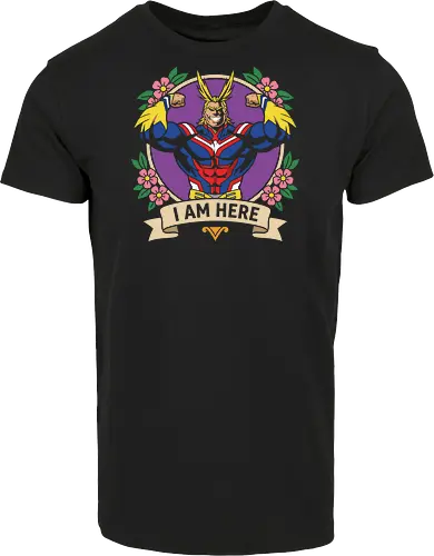 "I Am Here" All Might Academia Floral Emblem Graphic