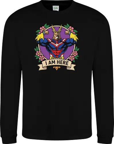 "I Am Here" All Might Academia Floral Emblem Graphic