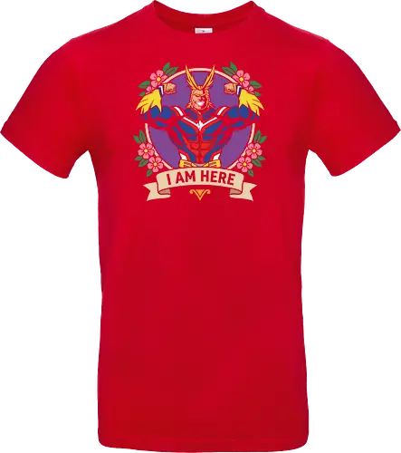 "I Am Here" All Might Academia Floral Emblem Graphic