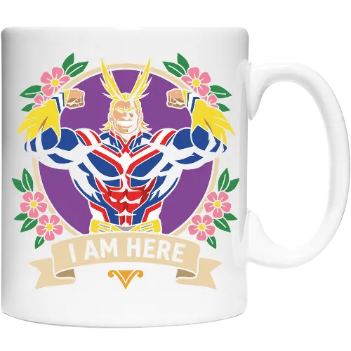 "I Am Here" All Might Academia Floral Emblem Graphic