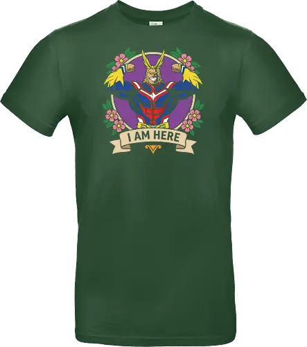 "I Am Here" All Might Academia Floral Emblem Graphic