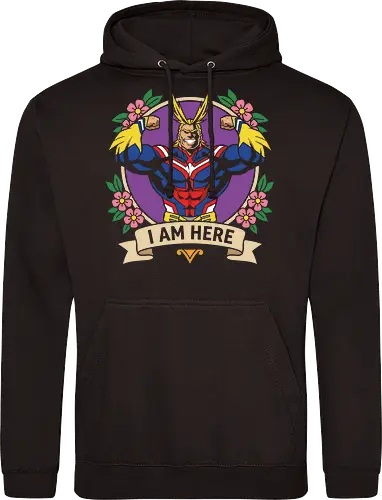 "I Am Here" All Might Academia Floral Emblem Graphic