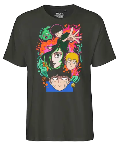 "Psychic Awakening" Mob Shigeo Kageyama Retro Anime - mob psycho 100 shirt, shigeo kageyama t-shirt, reigen arataka graphic tee, psychic awakening apparel, dimple ekubo anime design, supernatural shonen streetwear, neon anime aesthetic clothing, 100 percent mob top, psychic aura graphic shirt, spirit hunter anime merch, shigeo kageyama fan gear, unique anime art shirt, supernatural comedy merch, quirky anime fan gift, vibrant manga illustration, reigen and mob t-shirt, psychic power aesthetic, bold anime character top, urban anime fashion - Fairtrade T-Shirt