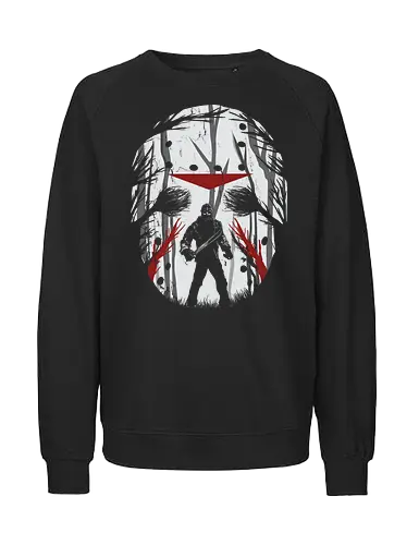 Crystal Lake Schatten - Jason Voorhees Kunst - jason maske, jason voorhees t-shirt, freitag der 13, slasher film, horror kleidung, crystal lake, teetan, hockey maske, horror kunst, terror film, sean cunningham, slasher kino, dunkle kunst, klassischer terror, camp crystal lake - Fairtrade Sweatshirt