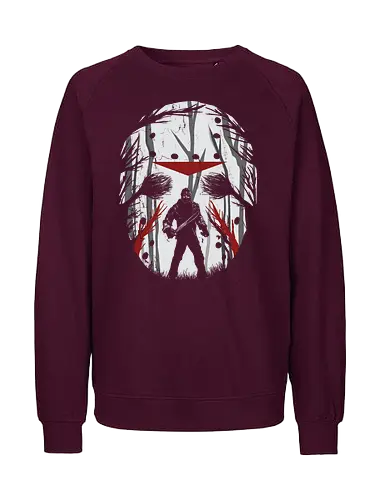 Crystal Lake Schatten - Jason Voorhees Kunst - jason maske, jason voorhees t-shirt, freitag der 13, slasher film, horror kleidung, crystal lake, teetan, hockey maske, horror kunst, terror film, sean cunningham, slasher kino, dunkle kunst, klassischer terror, camp crystal lake - Fairtrade Sweatshirt