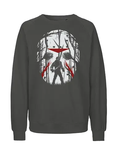 Crystal Lake Schatten - Jason Voorhees Kunst - jason maske, jason voorhees t-shirt, freitag der 13, slasher film, horror kleidung, crystal lake, teetan, hockey maske, horror kunst, terror film, sean cunningham, slasher kino, dunkle kunst, klassischer terror, camp crystal lake - Fairtrade Sweatshirt