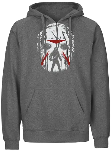 Crystal Lake Schatten - Jason Voorhees Kunst - jason maske, jason voorhees t-shirt, freitag der 13, slasher film, horror kleidung, crystal lake, teetan, hockey maske, horror kunst, terror film, sean cunningham, slasher kino, dunkle kunst, klassischer terror, camp crystal lake - Fairtrade Hoodie