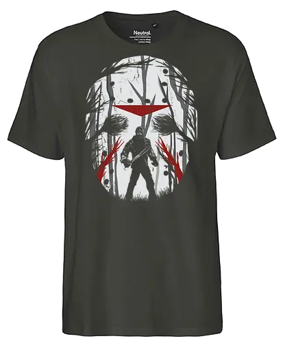 Crystal Lake Schatten - Jason Voorhees Kunst - jason maske, jason voorhees t-shirt, freitag der 13, slasher film, horror kleidung, crystal lake, teetan, hockey maske, horror kunst, terror film, sean cunningham, slasher kino, dunkle kunst, klassischer terror, camp crystal lake - Fairtrade T-Shirt
