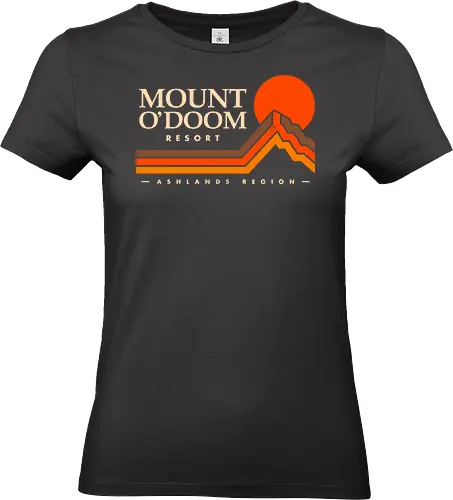 Mount O’Doom Vintage Travel - fantasy, 70s, 80s, adventure, book lover, cinephile, geek, mountain, movie lover, nerd, nostalgia, retro, sunset, travel, vintage - Standard T-Shirt (Frauen)