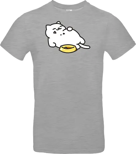 Gato Blanco Lleno de Comida