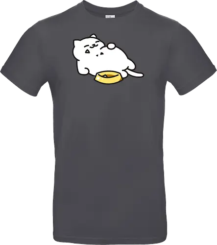 Gato Blanco Lleno de Comida