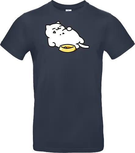 Gato Blanco Lleno de Comida