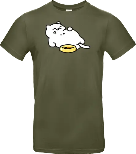 Gato Blanco Lleno de Comida