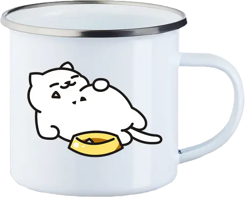 Gato Blanco Lleno de Comida