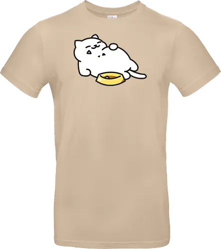 Gato Blanco Lleno de Comida