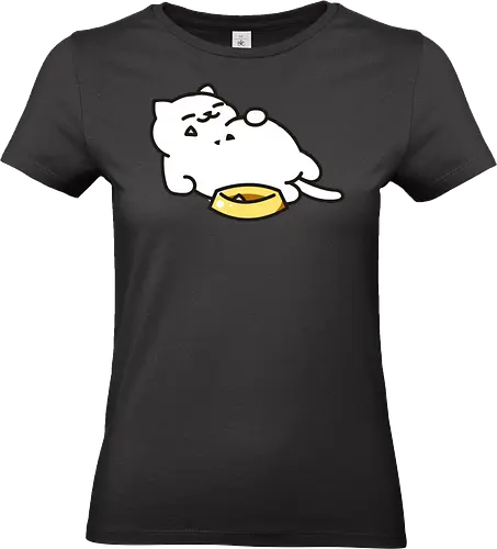 Gato Blanco Lleno de Comida - Gato Adorable, Comida, Gato, Blanco, Animal, Amarillo, Durmiendo, Feliz, Dormir, Pescado, Adorable, Gatos, Comiendo, Gatos Adorables, Lleno, Fanart, Plato, Comido - Standard T-Shirt (Frauen)