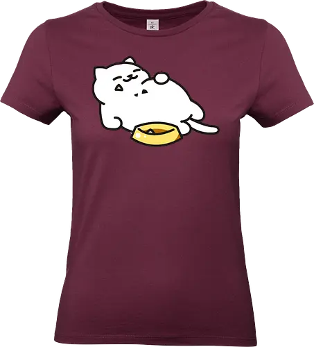 Gato Blanco Lleno de Comida - Gato Adorable, Comida, Gato, Blanco, Animal, Amarillo, Durmiendo, Feliz, Dormir, Pescado, Adorable, Gatos, Comiendo, Gatos Adorables, Lleno, Fanart, Plato, Comido - Standard T-Shirt (Frauen)