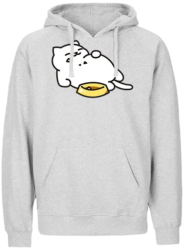 Gato Blanco Lleno de Comida - Gato Adorable, Comida, Gato, Blanco, Animal, Amarillo, Durmiendo, Feliz, Dormir, Pescado, Adorable, Gatos, Comiendo, Gatos Adorables, Lleno, Fanart, Plato, Comido - Fairtrade Hoodie