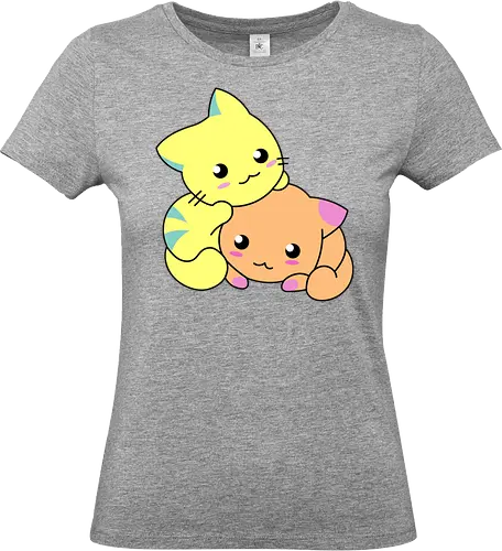 Gatos Amarillos y Naranjas Relajantes - Gato, Animal, Animales, Amarillo, Gatito, Dormir, Amigos, Lindo, Gatos, Naranja, Relajarse, Disfrutar, Adorable, Gatos Lindos, Fanart, Encantador, Relajante - Standard T-Shirt (Frauen)