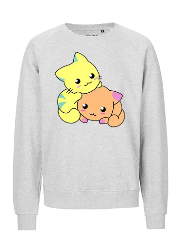 Gatos Amarillos y Naranjas Relajantes - Gato, Animal, Animales, Amarillo, Gatito, Dormir, Amigos, Lindo, Gatos, Naranja, Relajarse, Disfrutar, Adorable, Gatos Lindos, Fanart, Encantador, Relajante - Fairtrade Sweatshirt