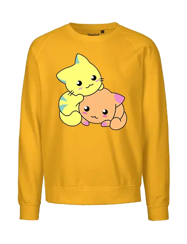 Gatos Amarillos y Naranjas Relajantes - Gato, Animal, Animales, Amarillo, Gatito, Dormir, Amigos, Lindo, Gatos, Naranja, Relajarse, Disfrutar, Adorable, Gatos Lindos, Fanart, Encantador, Relajante - Fairtrade Sweatshirt