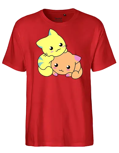 Gatos Amarillos y Naranjas Relajantes - Gato, Animal, Animales, Amarillo, Gatito, Dormir, Amigos, Lindo, Gatos, Naranja, Relajarse, Disfrutar, Adorable, Gatos Lindos, Fanart, Encantador, Relajante - Fairtrade T-Shirt