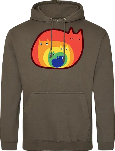 Gatos Arcoíris - Raro, Minimalista, Alegre, Arte, Gato, Animal, Animales, Arcoíris, Rojo, Colorido, Divertido, Gatos, Hogar, Decoración, Fanart, Encantador, Gatos graciosos, Alegre, Entretenido - Standard Hoodie