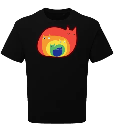 Gatos Arcoíris - Raro, Minimalista, Alegre, Arte, Gato, Animal, Animales, Arcoíris, Rojo, Colorido, Divertido, Gatos, Hogar, Decoración, Fanart, Encantador, Gatos graciosos, Alegre, Entretenido - Oversize T-Shirt