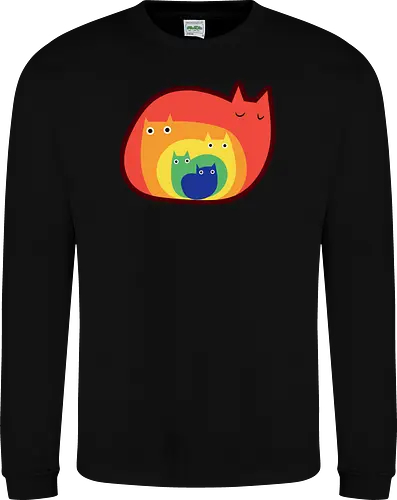 Gatos Arcoíris - Raro, Minimalista, Alegre, Arte, Gato, Animal, Animales, Arcoíris, Rojo, Colorido, Divertido, Gatos, Hogar, Decoración, Fanart, Encantador, Gatos graciosos, Alegre, Entretenido - Sweatshirt