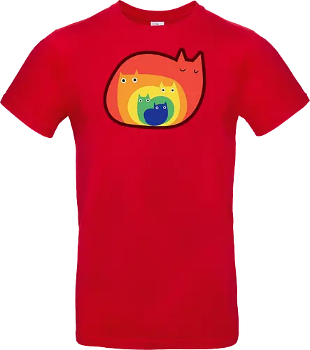 Gatos Arcoíris - Raro, Minimalista, Alegre, Arte, Gato, Animal, Animales, Arcoíris, Rojo, Colorido, Divertido, Gatos, Hogar, Decoración, Fanart, Encantador, Gatos graciosos, Alegre, Entretenido - Standard T-Shirt