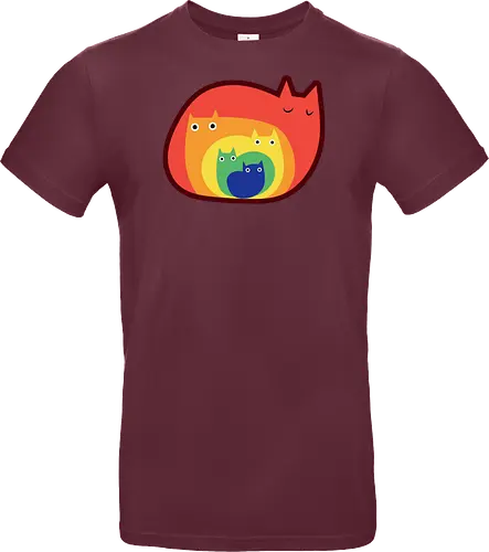 Gatos Arcoíris - Raro, Minimalista, Alegre, Arte, Gato, Animal, Animales, Arcoíris, Rojo, Colorido, Divertido, Gatos, Hogar, Decoración, Fanart, Encantador, Gatos graciosos, Alegre, Entretenido - Standard T-Shirt