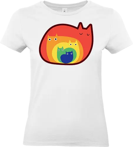 Gatos Arcoíris - Raro, Minimalista, Alegre, Arte, Gato, Animal, Animales, Arcoíris, Rojo, Colorido, Divertido, Gatos, Hogar, Decoración, Fanart, Encantador, Gatos graciosos, Alegre, Entretenido - Standard T-Shirt (Frauen)