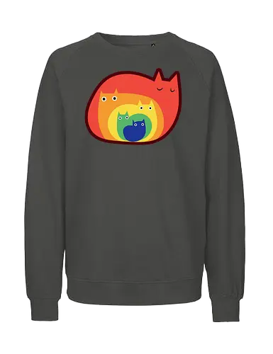 Gatos Arcoíris - Raro, Minimalista, Alegre, Arte, Gato, Animal, Animales, Arcoíris, Rojo, Colorido, Divertido, Gatos, Hogar, Decoración, Fanart, Encantador, Gatos graciosos, Alegre, Entretenido - Fairtrade Sweatshirt