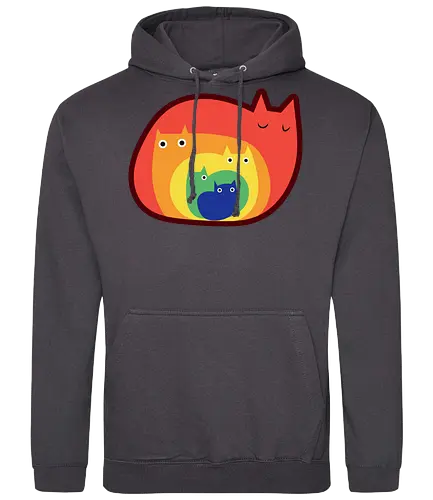 Gatos Arcoíris - Raro, Minimalista, Alegre, Arte, Gato, Animal, Animales, Arcoíris, Rojo, Colorido, Divertido, Gatos, Hogar, Decoración, Fanart, Encantador, Gatos graciosos, Alegre, Entretenido - Standard Hoodie