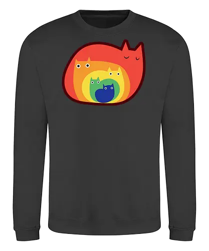 Gatos Arcoíris - Raro, Minimalista, Alegre, Arte, Gato, Animal, Animales, Arcoíris, Rojo, Colorido, Divertido, Gatos, Hogar, Decoración, Fanart, Encantador, Gatos graciosos, Alegre, Entretenido - Sweatshirt