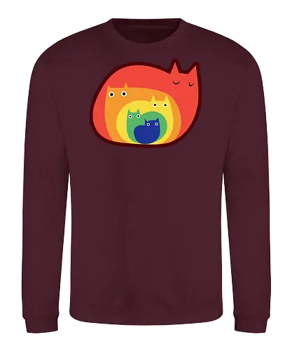 Gatos Arcoíris - Raro, Minimalista, Alegre, Arte, Gato, Animal, Animales, Arcoíris, Rojo, Colorido, Divertido, Gatos, Hogar, Decoración, Fanart, Encantador, Gatos graciosos, Alegre, Entretenido - Sweatshirt
