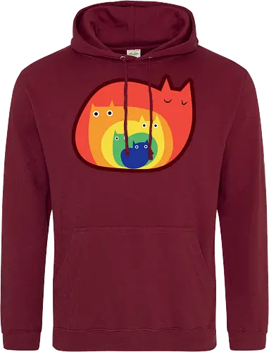 Gatos Arcoíris - Raro, Minimalista, Alegre, Arte, Gato, Animal, Animales, Arcoíris, Rojo, Colorido, Divertido, Gatos, Hogar, Decoración, Fanart, Encantador, Gatos graciosos, Alegre, Entretenido - Standard Hoodie