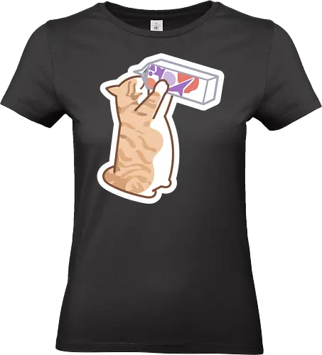 Gato Naranja Bebe Leche - Mascota, Fanart, Alimento, Sediento, Proteína, Gato, Animal, Animales, Gatito, Bebiendo, Beber, Leche, Gatos, Gordo, Naranja, Gato Lindo, Gatos Lindos - Standard T-Shirt (Frauen)