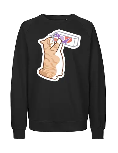 Gato Naranja Bebe Leche - Mascota, Fanart, Alimento, Sediento, Proteína, Gato, Animal, Animales, Gatito, Bebiendo, Beber, Leche, Gatos, Gordo, Naranja, Gato Lindo, Gatos Lindos - Fairtrade Sweatshirt