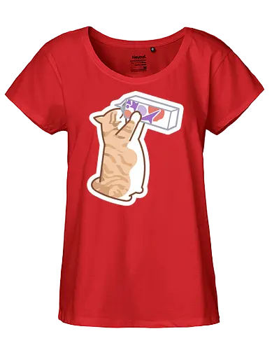 Gato Naranja Bebe Leche - Mascota, Fanart, Alimento, Sediento, Proteína, Gato, Animal, Animales, Gatito, Bebiendo, Beber, Leche, Gatos, Gordo, Naranja, Gato Lindo, Gatos Lindos - Fairtrade Girl Shirt