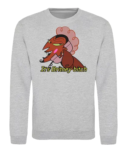 It's Britney Bitch - him powerpuff girls shirt, its britney bitch t-shirt, funny cartoon mashup tee, him ppg graphic shirt, 90s cartoon nostalgia clothing, y2k pop culture apparel, sassy devil character design, retro telephone anime art, funny villain t-shirt, queer coded character merch, ironic meme streetwear, pink devil graphic top, powerpuff girls fan gift, britney spears parody shirt, aesthetic 2000s fashion, flamboyant villain t-shirt, humorous pop music mashup, bold character illustration, trendy cartoon parody clothing - Sweatshirt
