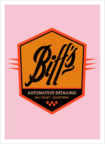 Biff Automotive Detailing - movie, Future, automotive, biff tannen, brute, delorean, doc brown, film, high school, hollywood, hoverboard, marty mcfly, retro, time travel, villain - Kunstdruck