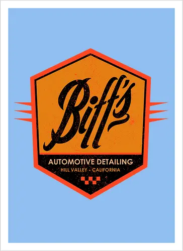 Biff Automotive Detailing - movie, Future, automotive, biff tannen, brute, delorean, doc brown, film, high school, hollywood, hoverboard, marty mcfly, retro, time travel, villain - Kunstdruck