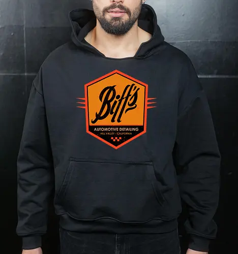 Biff Automotive Detailing - movie, Future, automotive, biff tannen, brute, delorean, doc brown, film, high school, hollywood, hoverboard, marty mcfly, retro, time travel, villain - Cropped Hoodie