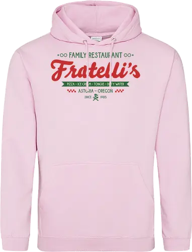 Fratellis Family Restaurant  - retro, skull, sloth, treasure, treasure hunter, vintage, movie, 80s movies, 80s, childhood, chunk, fratellis, never say die, nostalgia, pirate - Standard Hoodie