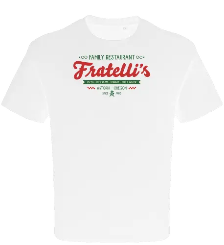 Fratellis Family Restaurant  - retro, skull, sloth, treasure, treasure hunter, vintage, movie, 80s movies, 80s, childhood, chunk, fratellis, never say die, nostalgia, pirate - Oversize T-Shirt