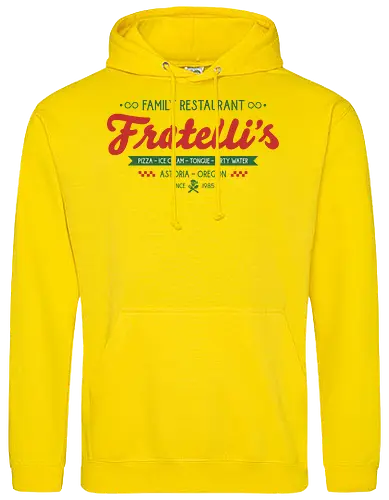 Fratellis Family Restaurant  - retro, skull, sloth, treasure, treasure hunter, vintage, movie, 80s movies, 80s, childhood, chunk, fratellis, never say die, nostalgia, pirate - Standard Hoodie